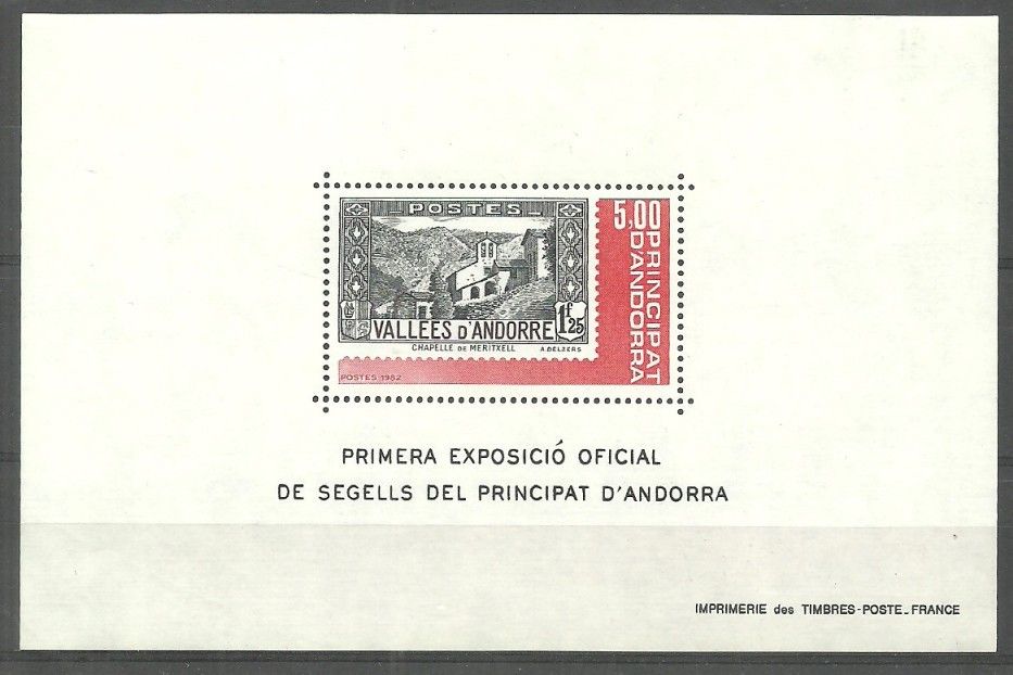 Znaczek Andora (francuska) 1982 Mi bl 1 Czyste **