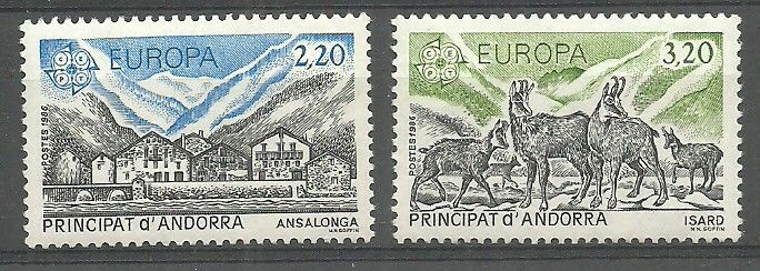 Znaczek Andora (francuska) 1986 Mi 369-370 Czyste **
