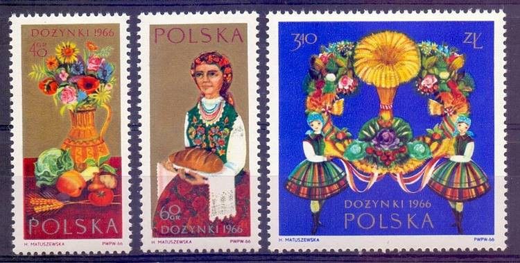 Znaczek Polska 1966 Mi 1693-1695 Fi 1545-1547 Czyste **
