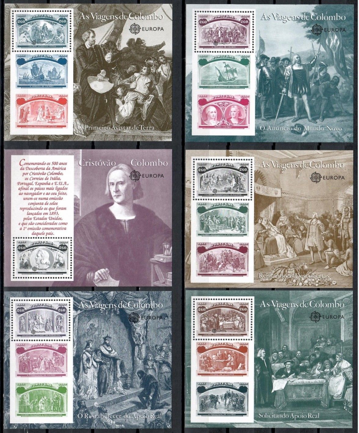 Znaczek Portugalia 1992 Mi bl 85-90 Czyste **