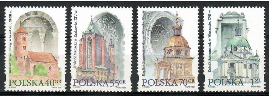 Znaczek Polska 1996 Mi 3573-3576 Fi 3425-3428 Czyste **