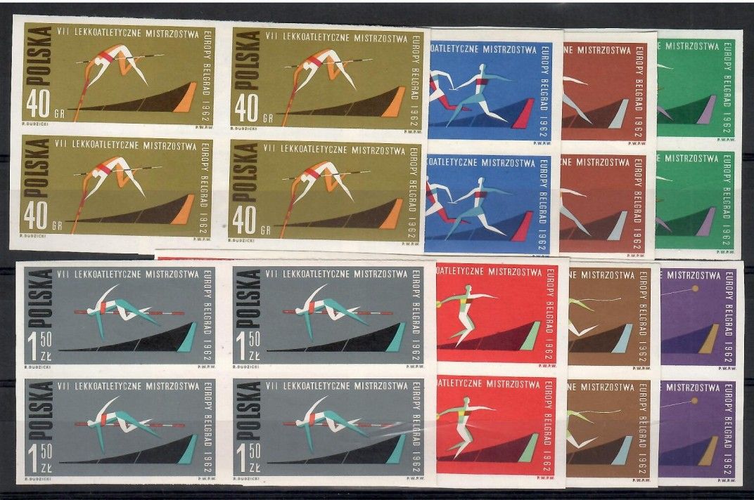 Znaczek Polska 1962 Mi 1338-1345B Fi 1190-1197A Czyste **
