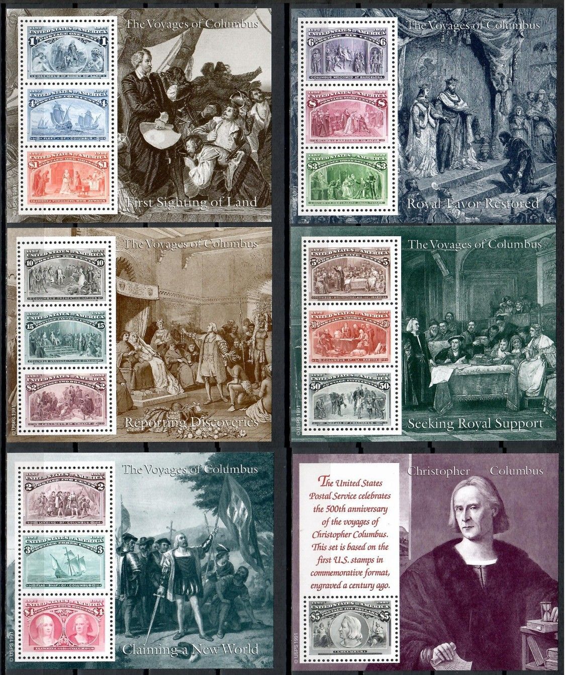 Znaczek USA 1992 Mi bl 25-30 Czyste **
