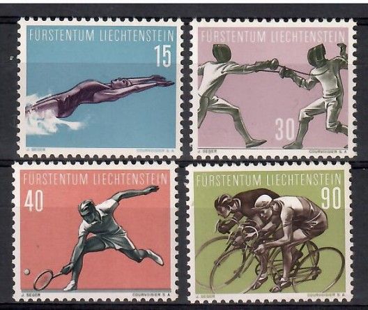 Znaczek Liechtenstein 1958 Mi 365-368 Czyste **