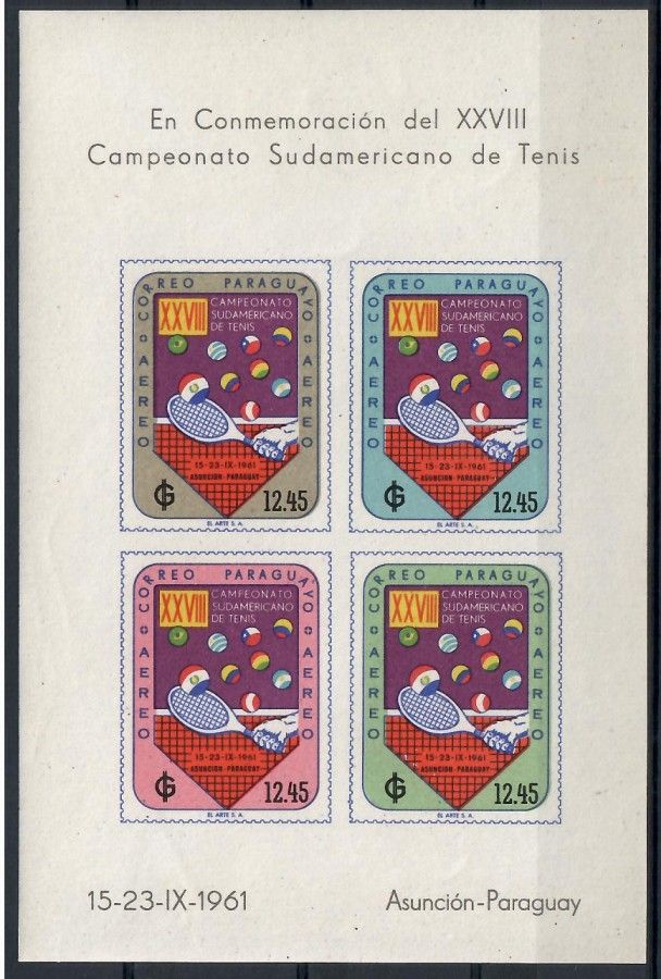 Znaczek Paragwaj 1961 Mi bl 7 Czyste **