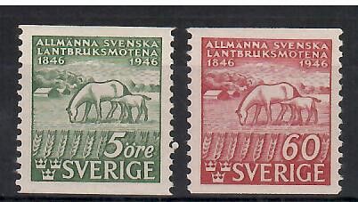Znaczek Szwecja 1946 Mi 321-322A Czyste **