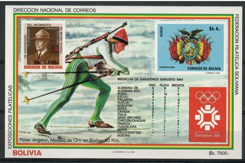Znaczek Boliwia 1984 Mi bl 141 Czyste **