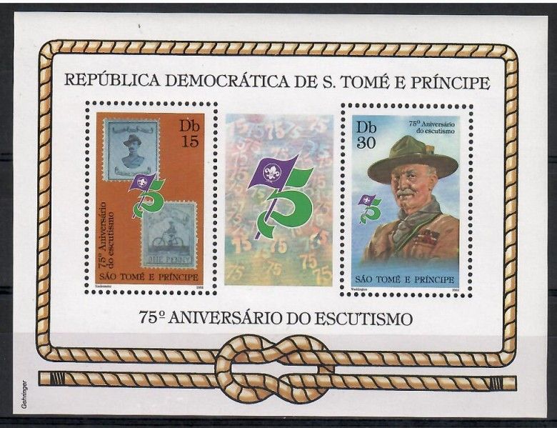 Znaczek Wyspy Św. Tomasza i Książęca 1982 Mi bl 95IA Czyste **