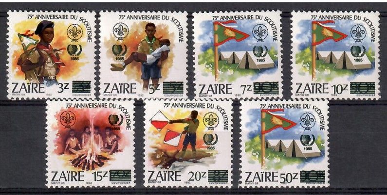 Znaczek Kongo Kinszasa / Zair 1985 Mi 915-921 Czyste **
