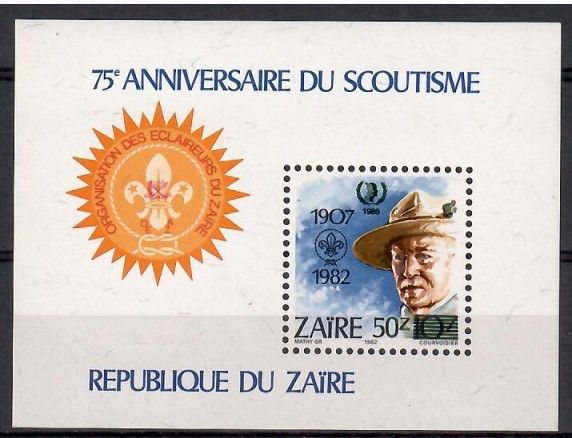 Znaczek Kongo Kinszasa / Zair 1985 Mi bl 54 Czyste **