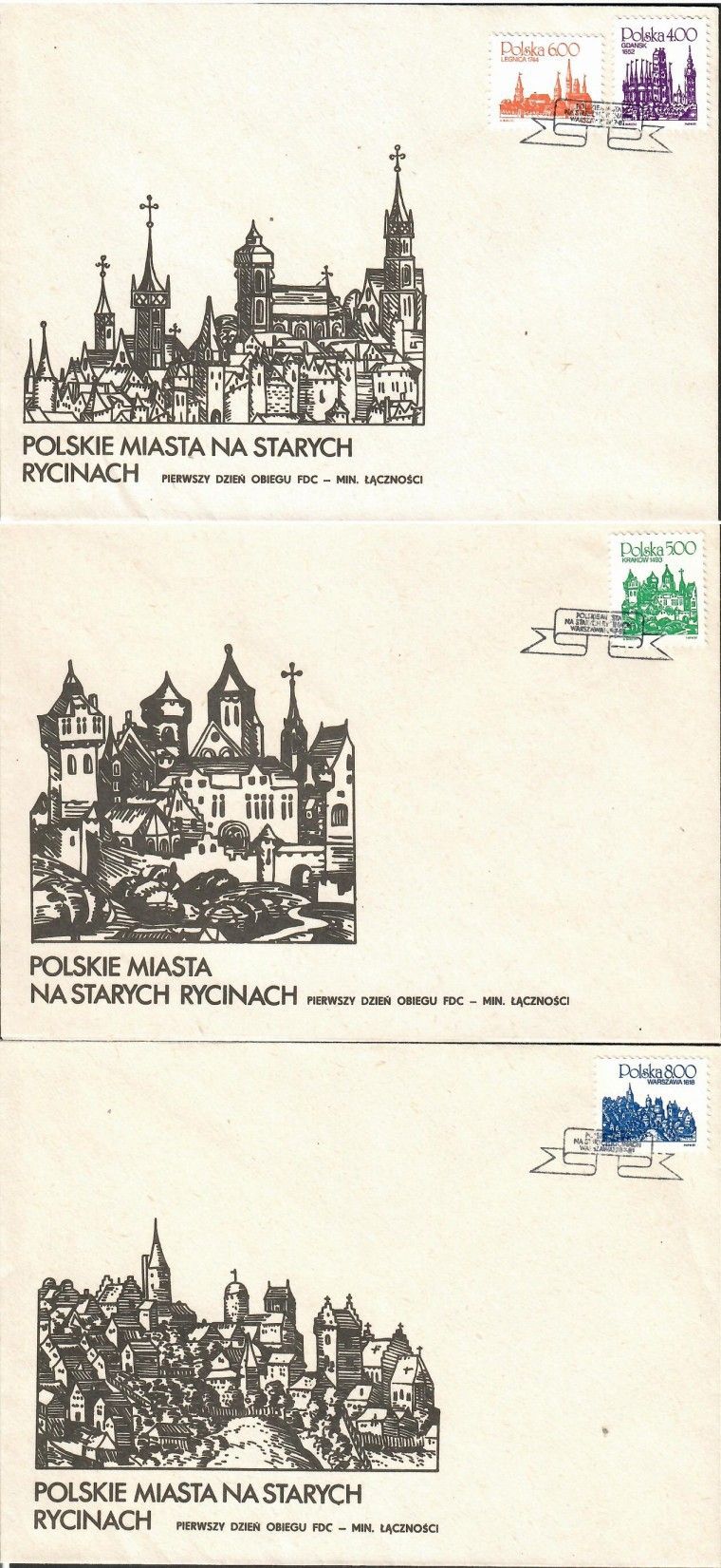 Znaczek Polska 1981 Mi 2752-2755 Fi 2589-2591+2593 FDC