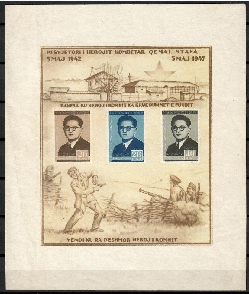 Znaczek Albania 1947 Mi bl 4 Bez kleju ( * )