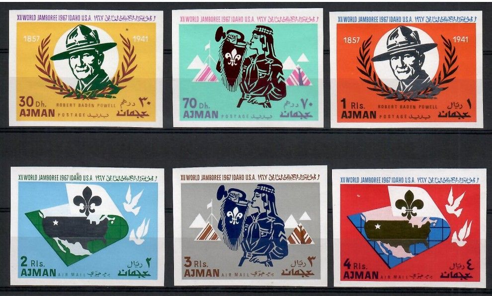 Znaczek Ajman / Adżman 1967 Mi 182-187B Czyste **