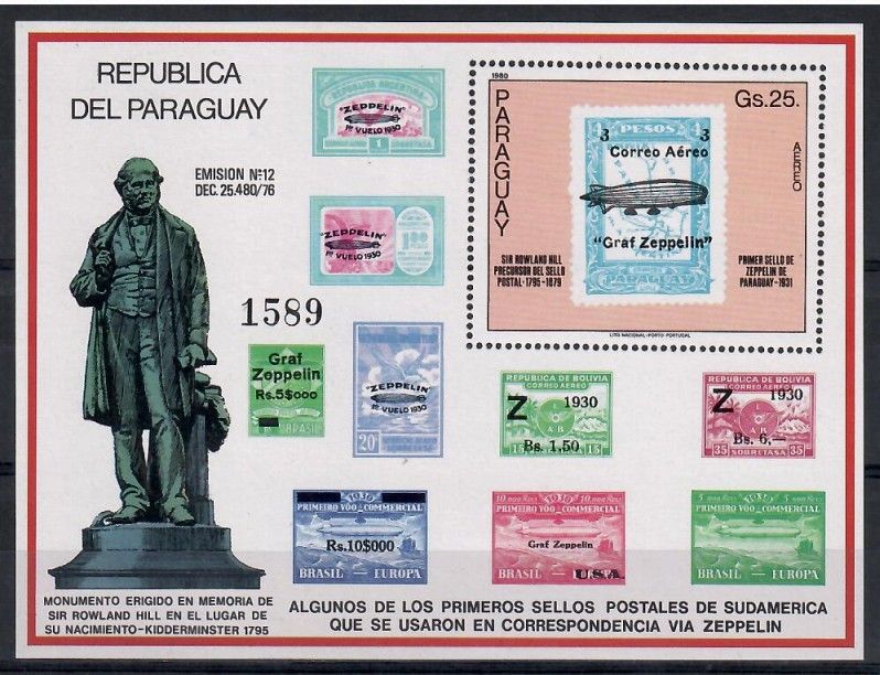 Znaczek Paragwaj 1980 Mi bl 350 Czyste **