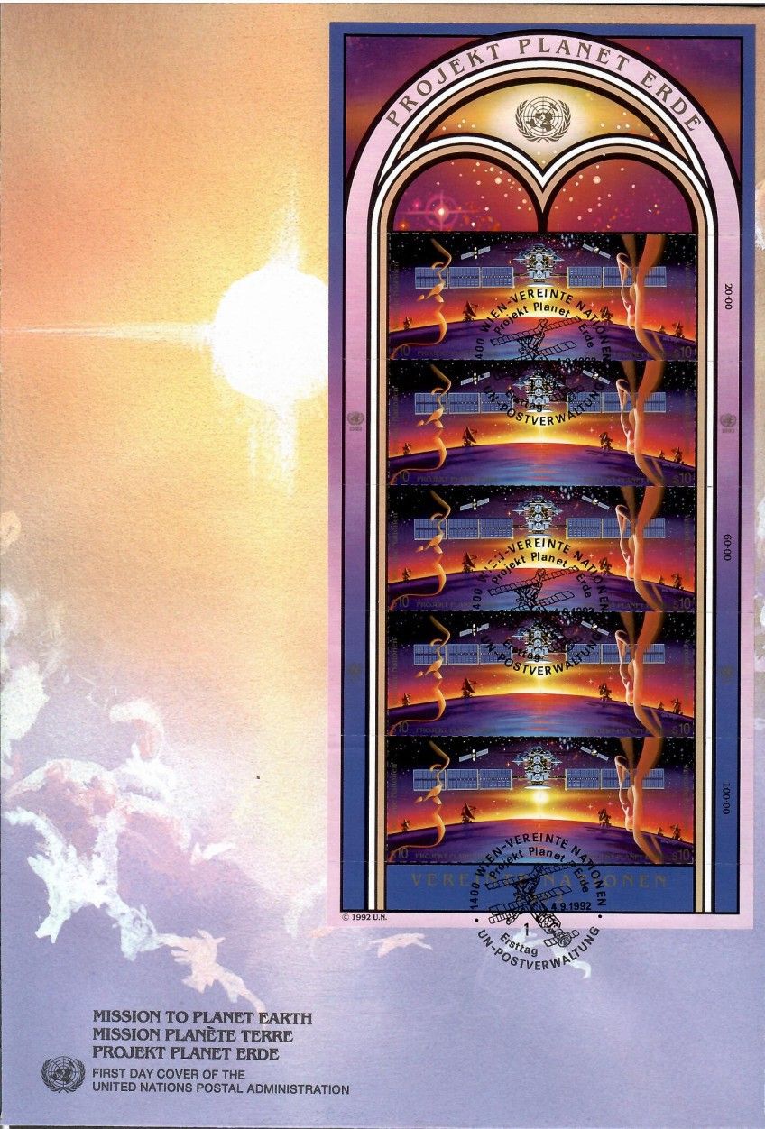 Znaczek Narody Zjednoczone Wiedeń 1992 Mi ark 133-134 FDC