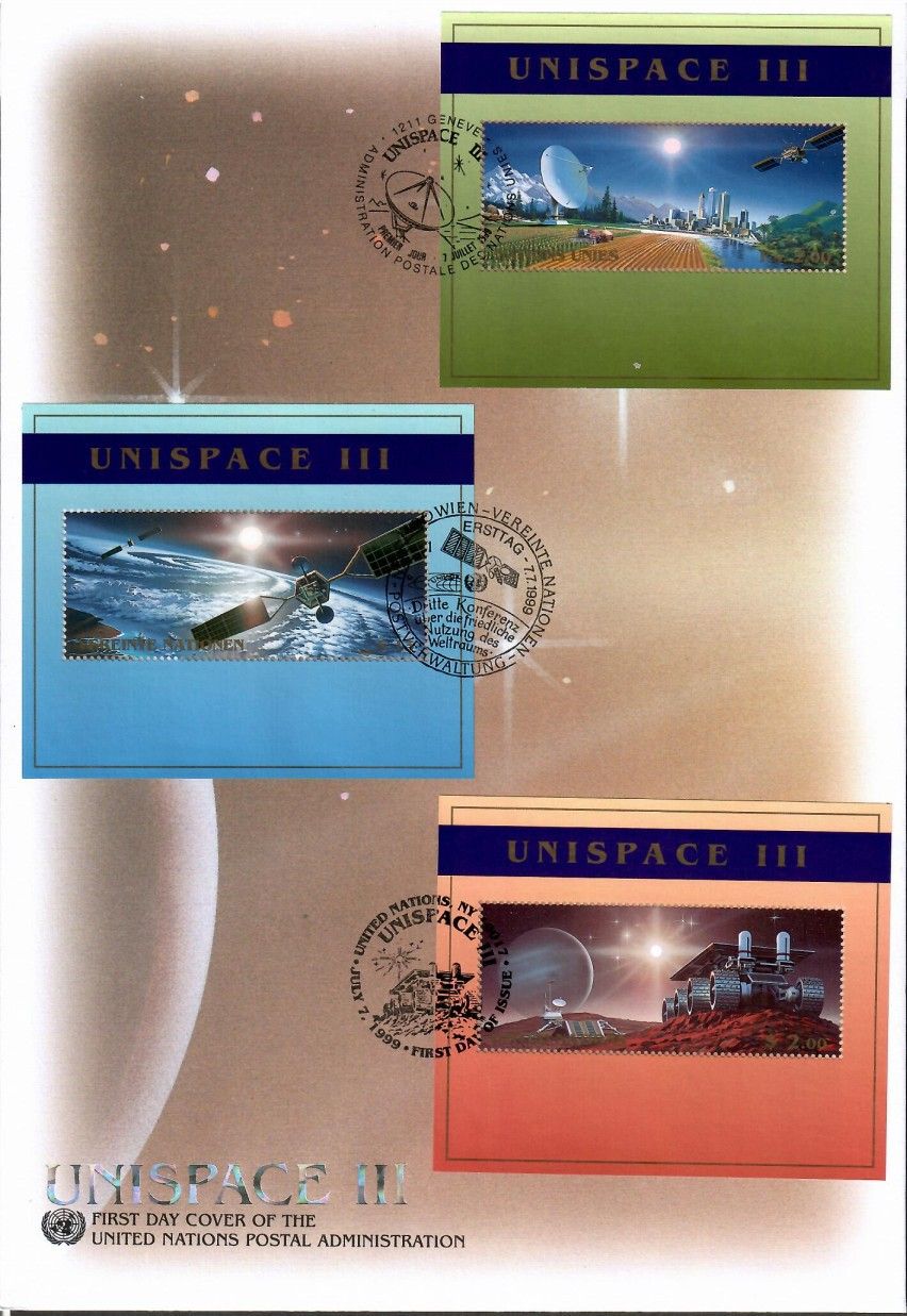 Znaczek Narody Zjednoczone Genewa 1999 Mi bl11+UNVbl10+UNNbl16 FDC