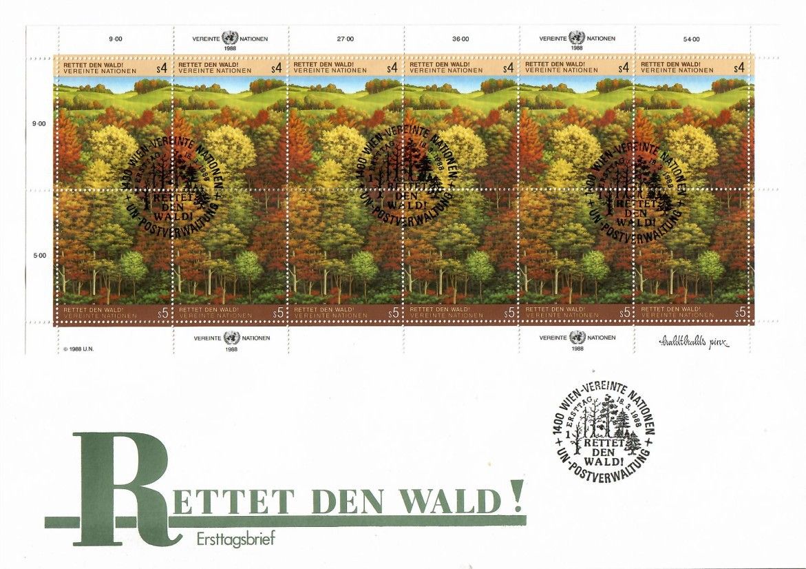 Znaczek Narody Zjednoczone Wiedeń 1988 Mi ark 81-82 FDC
