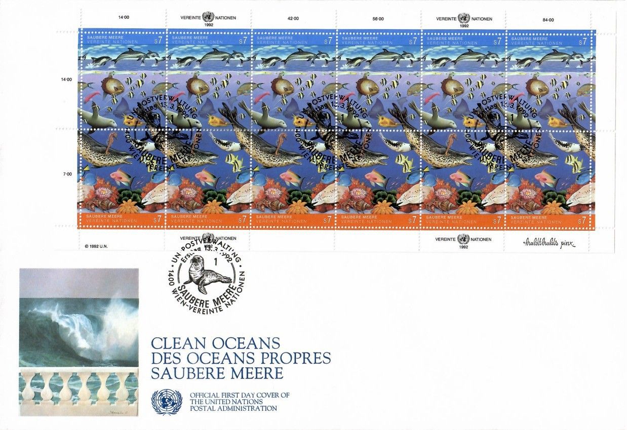 Znaczek Narody Zjednoczone Wiedeń 1992 Mi ark 127-128 FDC