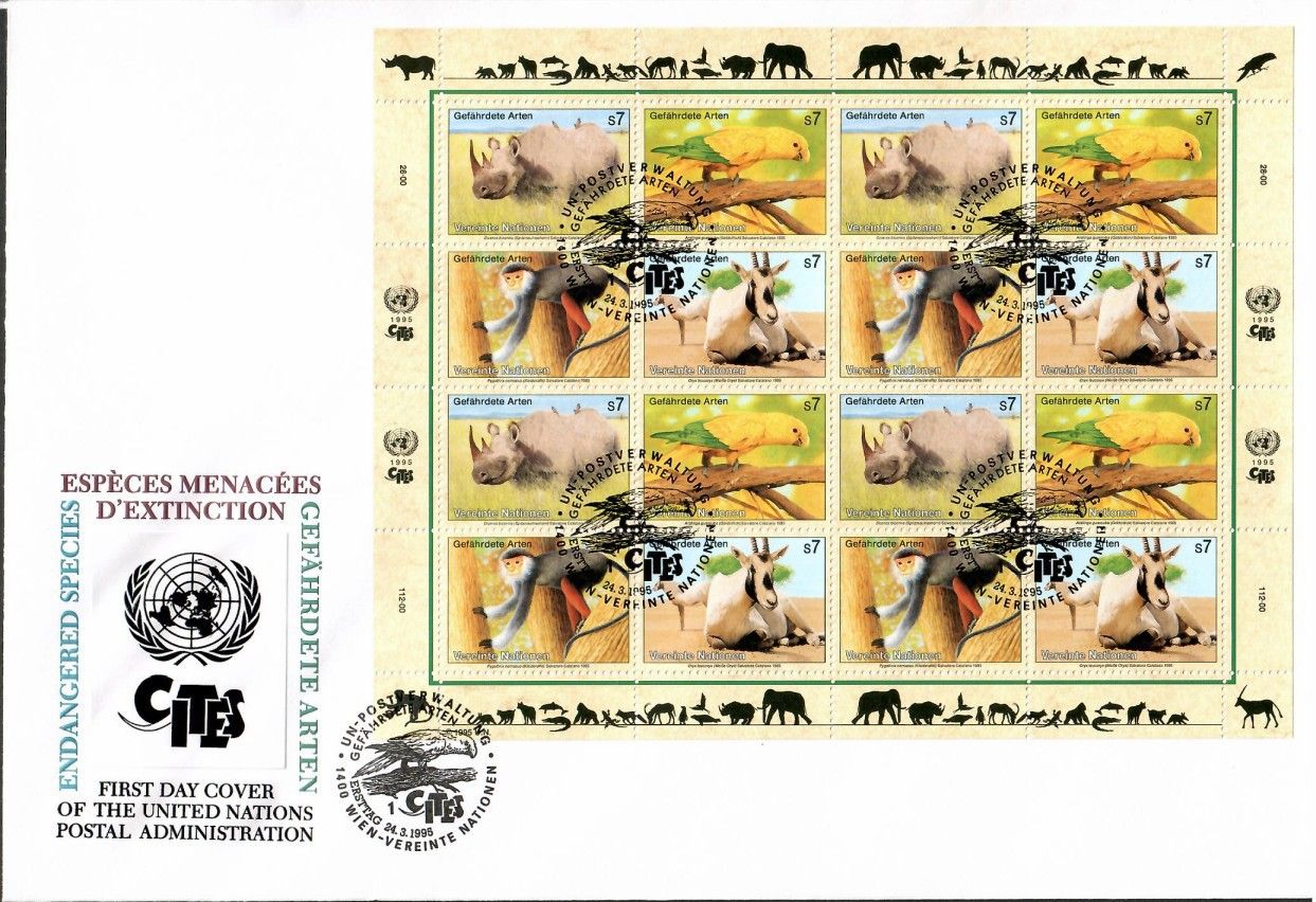 Znaczek Narody Zjednoczone Wiedeń 1995 Mi ark 180-183 FDC