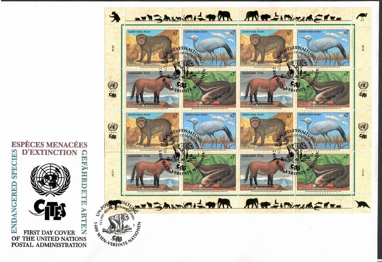 Znaczek Narody Zjednoczone Wiedeń 1999 Mi ark 222-225 FDC