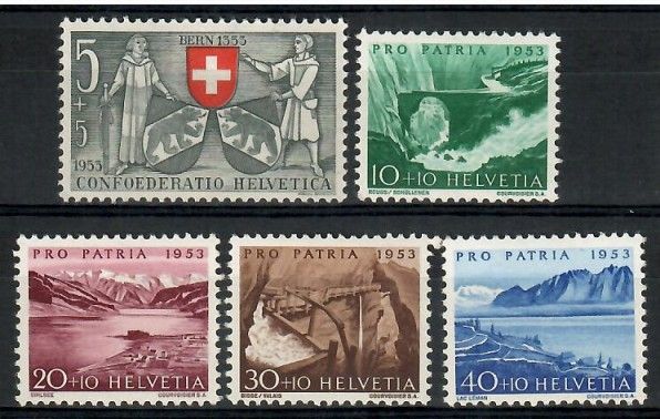 Znaczek Szwajcaria 1953 Mi 580-584 Z podlepką *