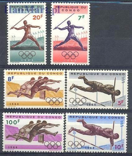 Znaczek Kongo Kinszasa / Zair 1964 Mi 169-174 Czyste **