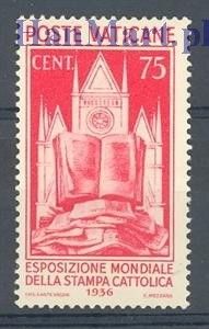 Znaczek Watykan 1936 Mi 55 Z podlepką *