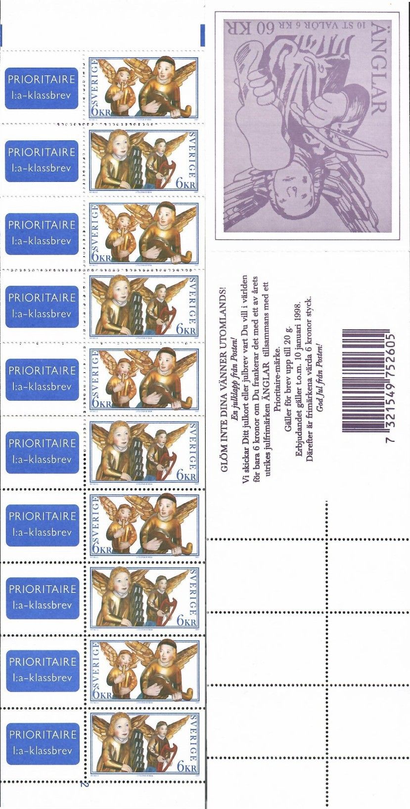 Znaczek Szwecja 1997 Mi mh 234 Czyste **