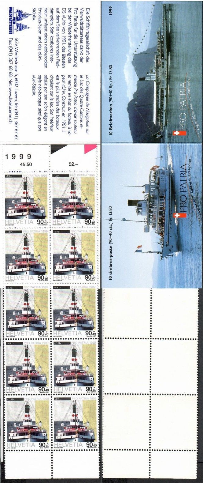 Znaczek Szwajcaria 1999 Mi mh O-114 Czyste **