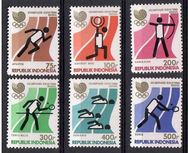 Znaczek Indonezja 1988 Mi 1260-1265 Czyste **