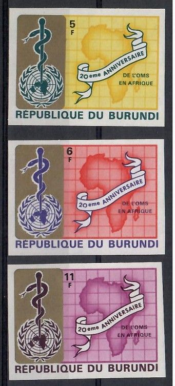 Znaczek Burundi 1969 Mi 466-468B Czyste **
