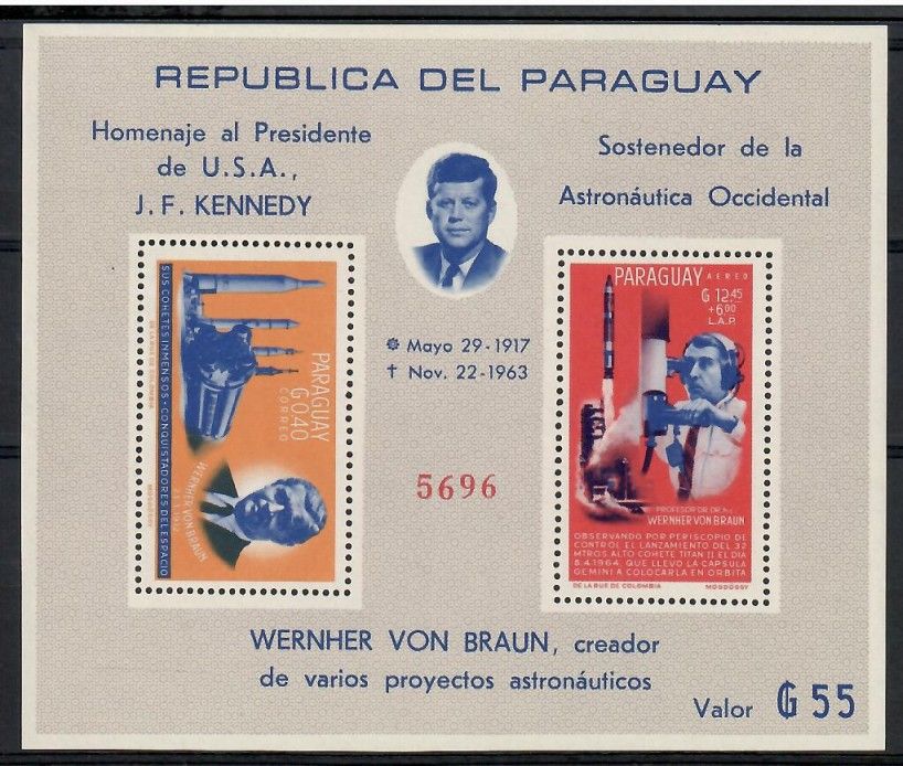 Znaczek Paragwaj 1964 Mi bl 60 Z podlepką *