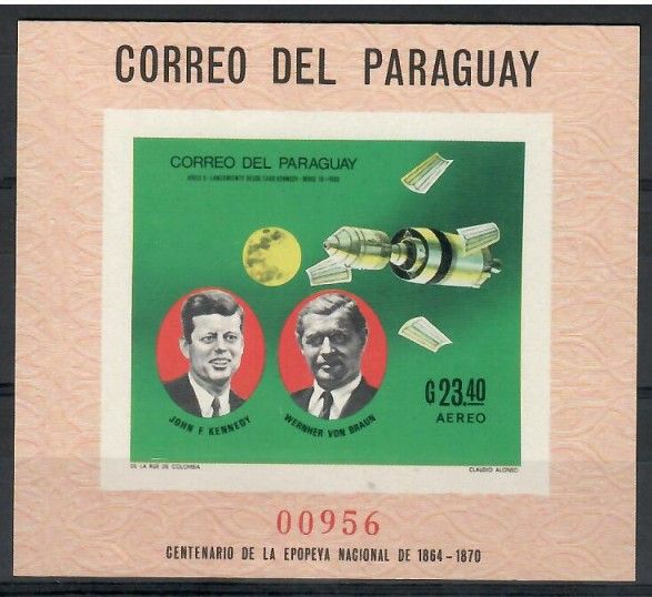 Znaczek Paragwaj 1969 Mi bl 127 Z podlepką *