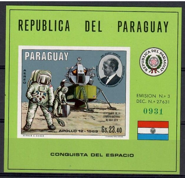 Znaczek Paragwaj 1970 Mi bl 138 Z podlepką *