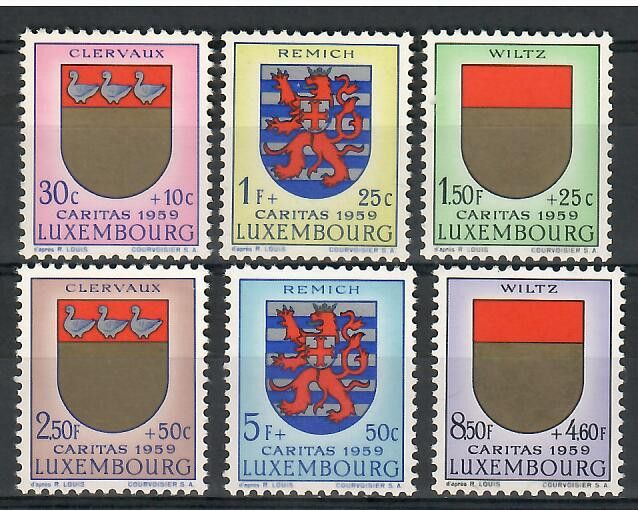 Znaczek Luksemburg 1959 Mi 612-617 Czyste **