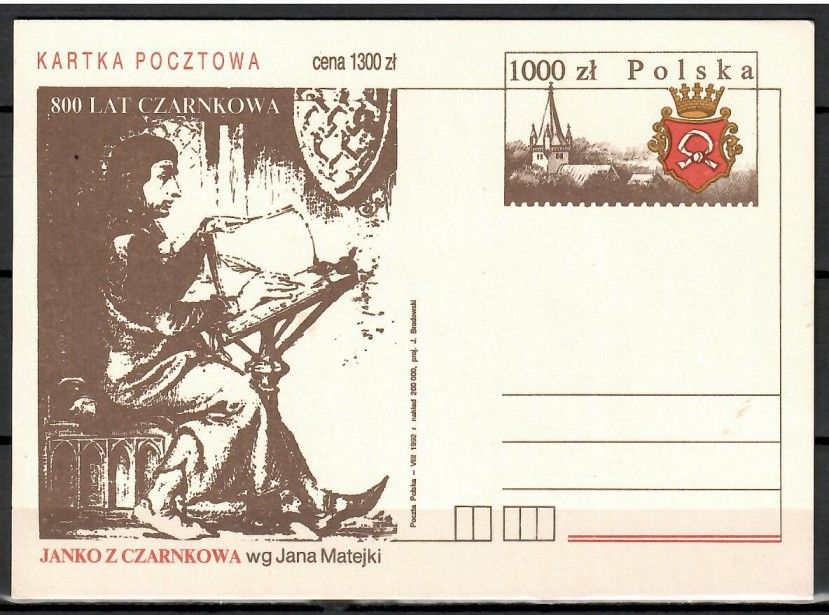 Znaczek Polska 1992 Fi Cp 1026 Całostka pocztowa