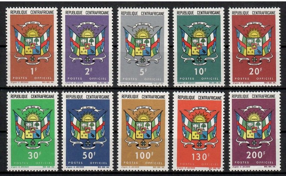 Znaczek Republika Środkowoafrykańska 1965 Mi die 1-10 Czyste **