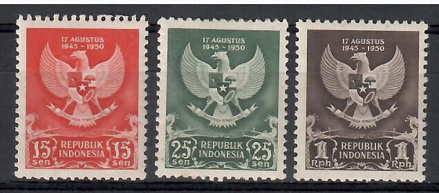 Znaczek Indonezja 1950 Mi 65-67 Czyste **