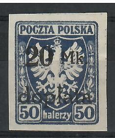 Znaczek Polska 1921 Mi por 35 Fi D 35 Bez kleju ( * )