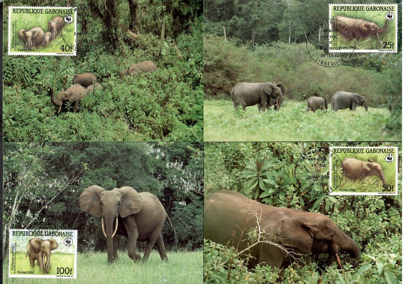Znaczek Gabon 1988 Mi 1009-1012 Karta Max