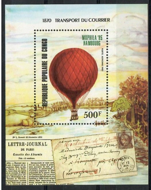 Znaczek Kongo 1985 Mi bl 39 Czyste **