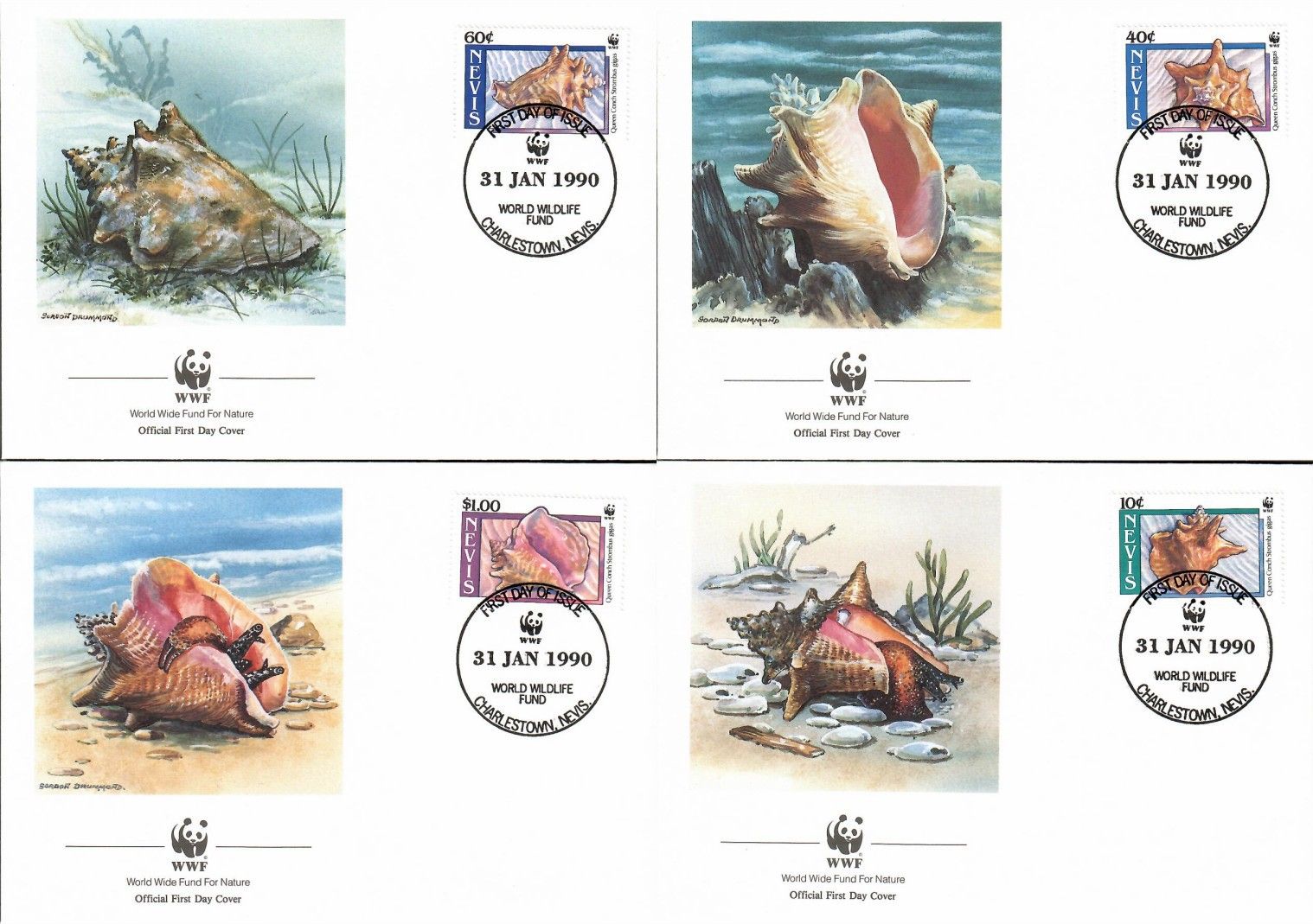 Znaczek Nevis 1990 Mi 523-526 FDC