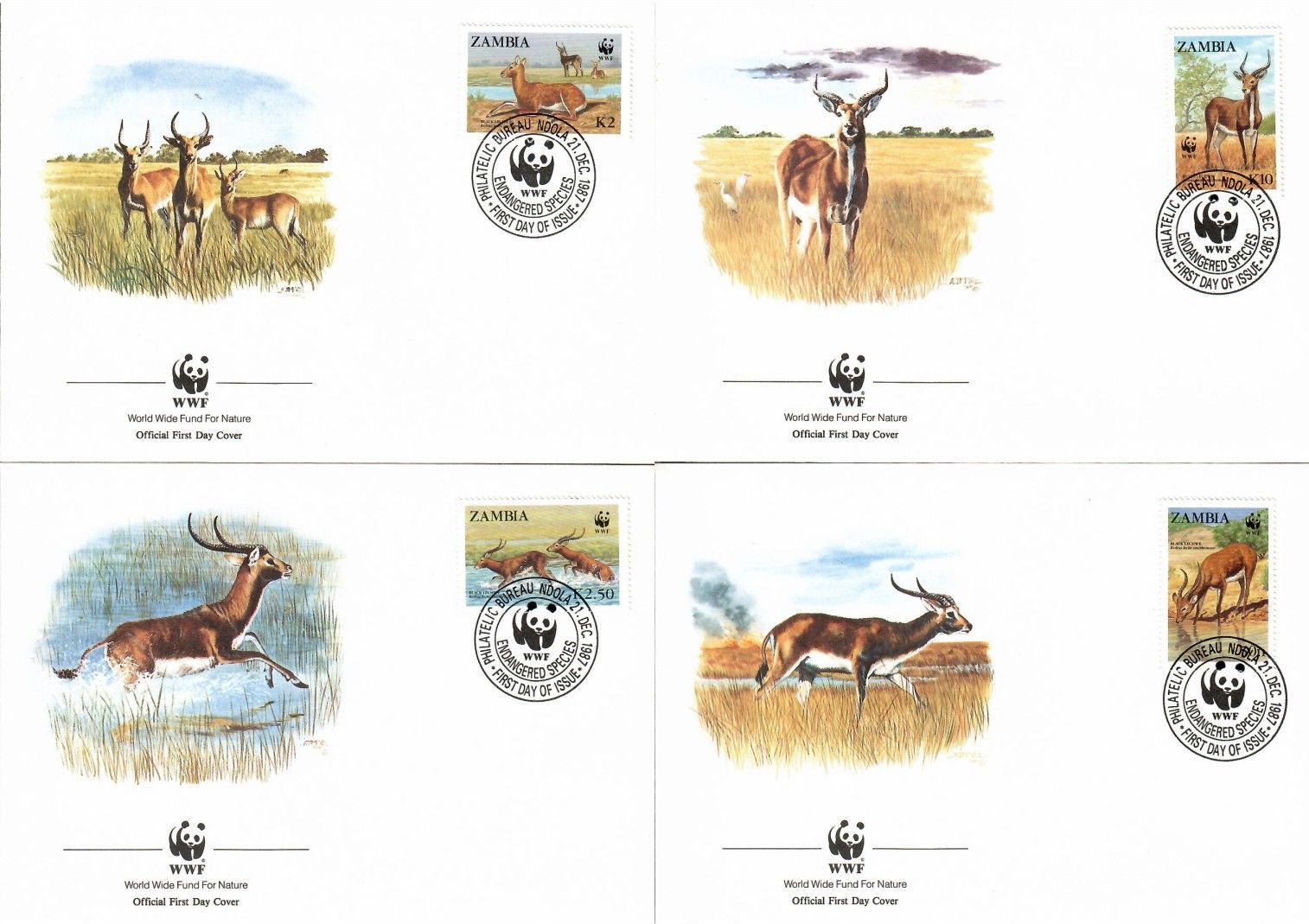 Znaczek Zambia 1987 Mi 438-441 FDC