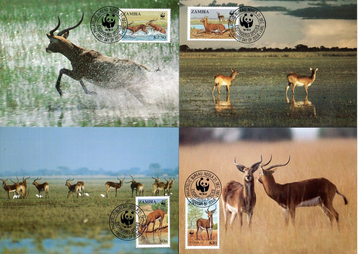 Znaczek Zambia 1987 Mi 438-441 Karta Max