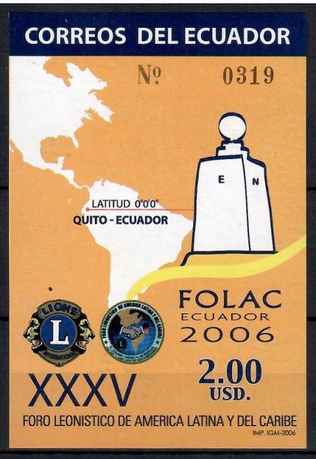 Znaczek Ekwador 2006 Mi bl 186 Czyste **