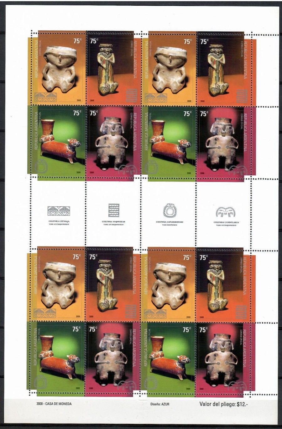 Znaczek Argentyna 2000 Mi ark 2628-2631 Czyste **