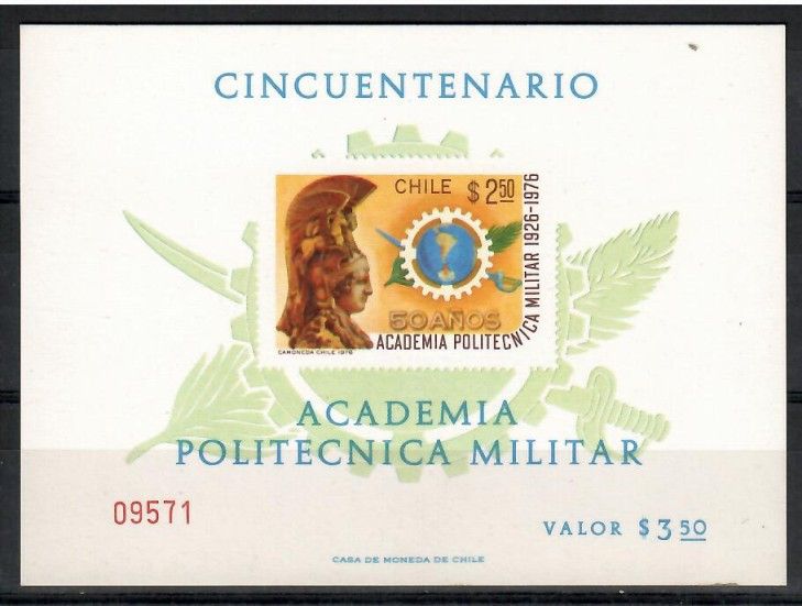Znaczek Chile 1976 Mi ged bl 858B Czyste **