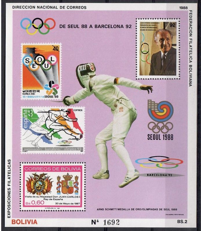 Znaczek Boliwia 1988 Mi bl 176 Czyste **