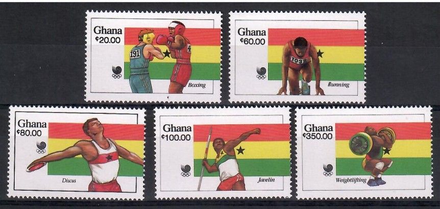 Znaczek Ghana 1988 Mi 1205-1209 Czyste **