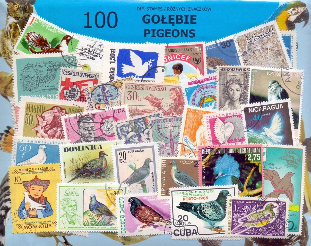 Znaczek GOŁĘBIE 100 znaczków